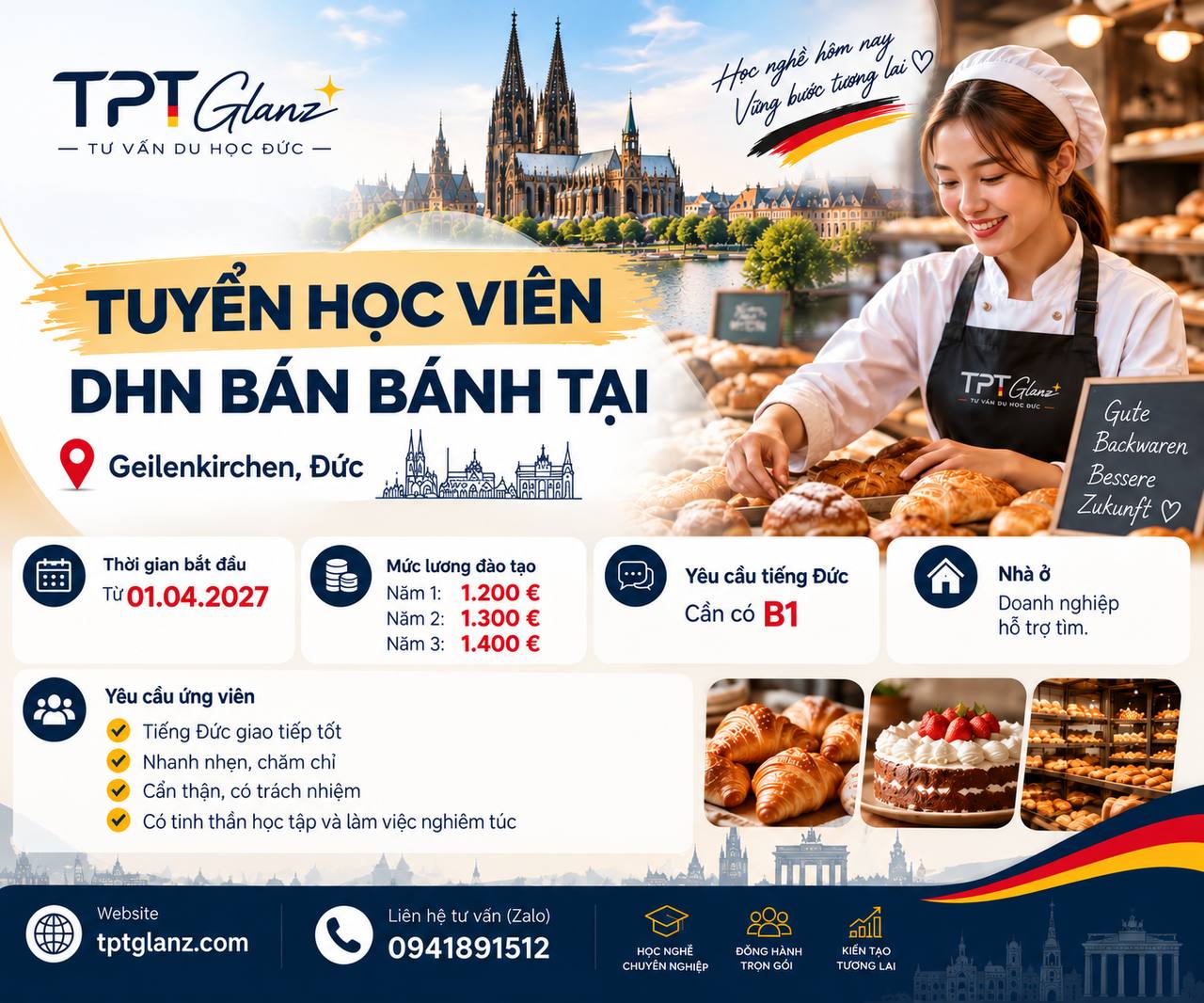 TUYỂN HỌC VIÊN DU HỌC NGHỀ BÁN BÁNH TẠI GEILENKIRCHEN – ĐỨC